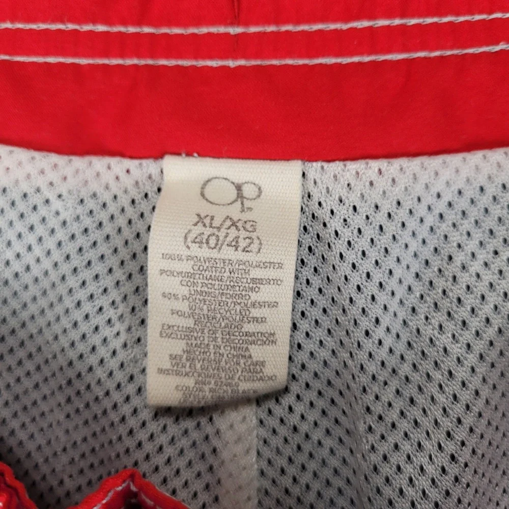 OP Ocean Pacific Y2K Mens Board Shorts Size XL 40-42 Black Red Swim Trunks Cargo